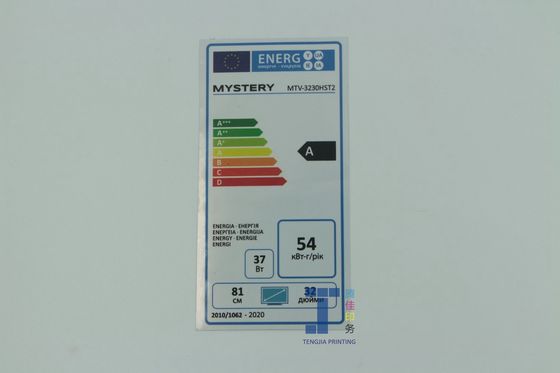 Anpassungsfähiges Energieeffizienz-Label Energieeinsparungsaufkleber für Kühlschrank