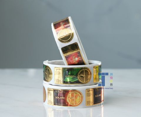 OEM BOPP/PET/PE/PP Hot Foil Stempel Etiketten Dauerhafte starke Klebstoffe